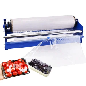 JH-Mech Hand Film Wrapping Machine 19.5" Manual Stretch Film Wrapper Steel Stretch Film Table Dispenser for Food Tray Packaging