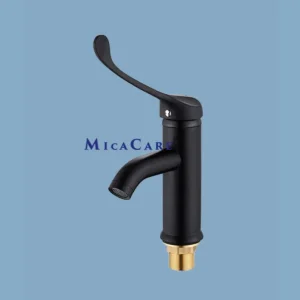 Black Medical Grade Long Handle Faucet with Chrome Plated Brass Elbow