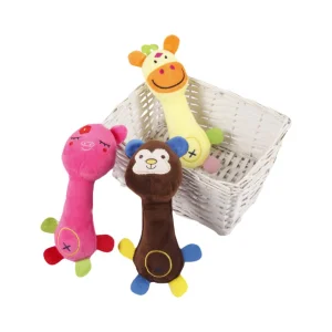 Juguete de forma de animal de peluche suave para perros, masticable, interactivo, con sonido, directo de fábrica
