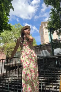 Vestido cheongsam satén rojo vintage
