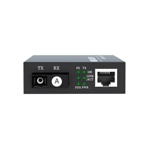 10/100M Simplex SC Fiber Converter, Single Mode Single Fiber 20km, BiDi A+B Set with DC5V Power Supply