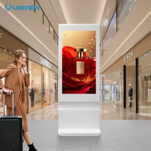 Window System Restaurant Ultra Slim Floor Standing Simple Shape Capacitive Touch Indoor Ad Player