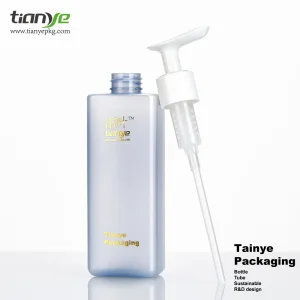 Recyclable Portable 300ml Rectangle Pet Shampoo Body Cleanser Cosmetic Packaging Lotion Pump Bottle