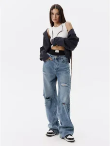 Jeans femininos de cintura baixa e sem elasticidade