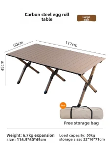 Outdoor Folding Table Carbon Steel Alloy Egg Roll Chairs