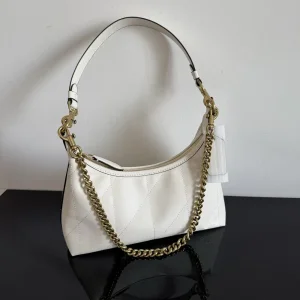 Bolso de bajo brazo de diamante baguette blanco cosido clásico
