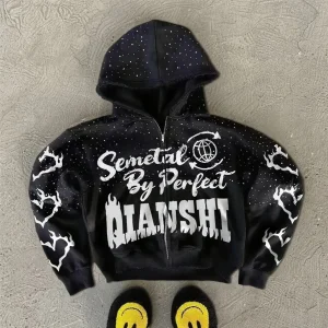 Oversized Distressed Cotton Hoodie