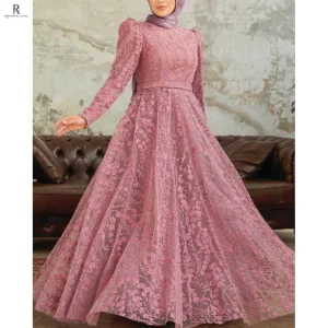 OEM Custom High Quality Dubai Elegant Lace Party Wear Modest Evening Dress