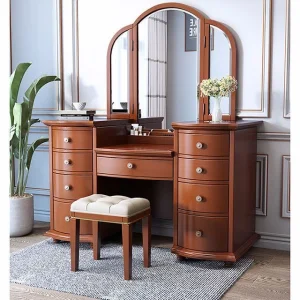 High-end Modern Minimalist Solid Wood Bedroom Vanity Table 9 Drawers Integrated Storage Cabinet New Makeup Bedroom Furniture