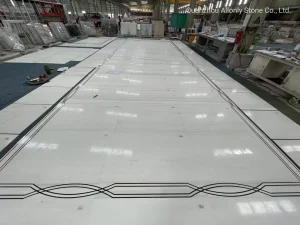 Wterjet Hall Design Bianco Dolomite Stone Slab Natural Star White Marble Floor for Hotel