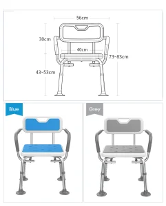 Cadeira de Chuveiro Ajustável em Altura Moderna para Todas as Idades