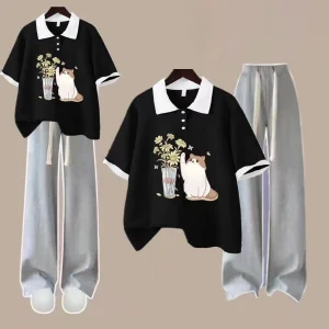 Petite Summer Short Sleeve Set Cotton