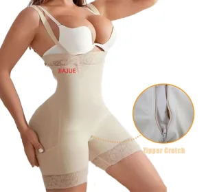High Quality Fajase Colombianas High Waisted Shapewear Butt Lifter Compression Garment Tummy Control Shorts with Lace Trim