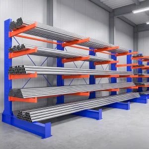 Heavy Duty Cantilever Steel Storage Rack Single Side Arm Warehouse Shelving For Long Pipe Tube Profile Material Storage