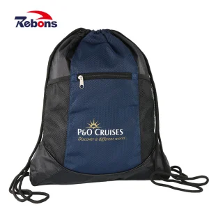 420d Nylon Waterproof Reflective Travel Sports Gym Drawstring Bag Backpack Promotion