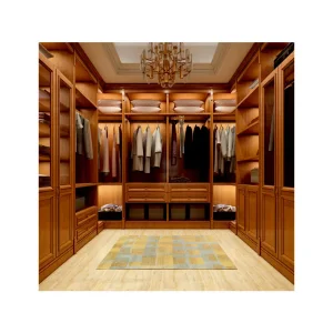 Open Door Floor to Ceiling Wardrobe Modern Solid Wood Walk in Closet