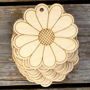 Creative Wooden Flowers, Handmade Collage Patches Graffiti Stickers, Wood Chips for DIY Crafts and Art Projects