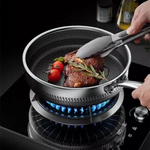 Factory Direct 304 Three Layer Stainless Steel Honeycomb Frying Pan