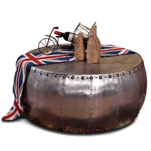 Vintage Industrial Aviator Lounge Chair and Coffee Table Set