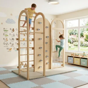 Montessori Style Toddler Wooden Climber Play Set Playground Indoor Climbing And Slide Play
