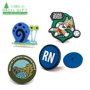 Promotional Custom 3D Logo Silicon Silicone Patch ID Name Pin Badge Promotion Wholesale Clothing Clothes Garment Embossed Magnet Plastic Soft PVC Rubber Badge
