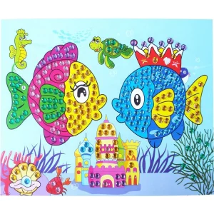 Custom Picture Kids Fish DIY Diamond Mosaic Round Sticker Stone Kits DIY Rhinestone Crystal Diamond Drawing Painting Kits