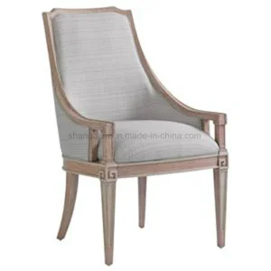 Fabric Upholstery Oak Solid Wood Arm Chair (SC-04)