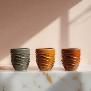 Wholesale Swirl Textured Glazed Ceramic Indoor Plant Pot Trio VDLK4465 Supplier, Factory
