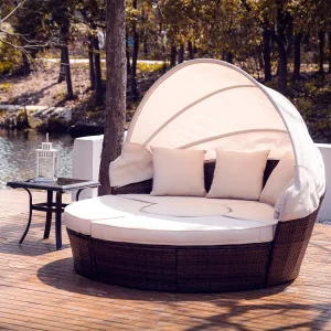 Outdoor Patio Garden Rattan Sun Lounger