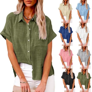 Womens Summer Linen Casual Shirt