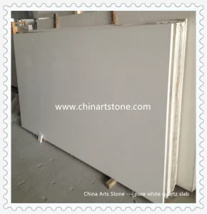 Pure White Slab Quartz for Countertop and Engineering Tile