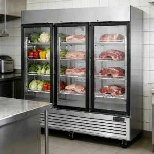 Hottest Supermarket Large Capacity Freezer Vertical Rounded Corner Ergonomic Construction Fridge