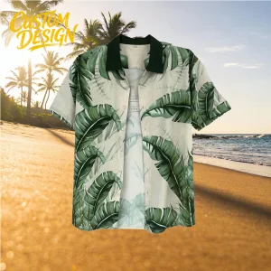 Polynesian Tribal Clothing White Tapa Plus Size Print Custom Hawaiian Shirt for Men Kalo Leaf Hawaiian Shirt