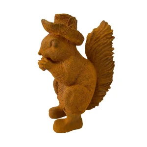 Handcrafted Iron Squirrel Sculpture for Indoor/Outdoor Gardens