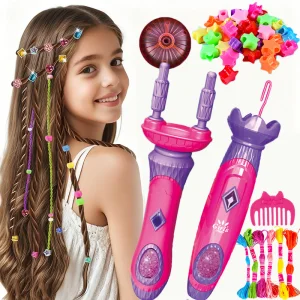 Hair Salon Beauty Fashion Set Pretend Play Preschool Juguetes Kids Makeup Kit Electric Braider Toys Hair Gem Machine With Mirror