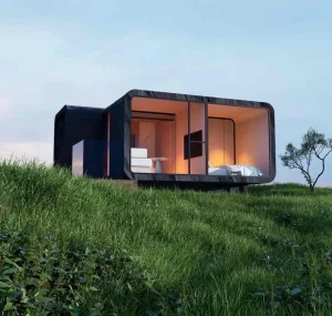 Desenhe uma Cabana Modular Moderna em Forma de Cápsula Espacial da Apple
