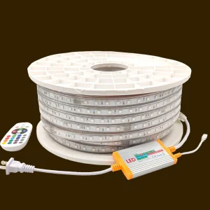 220V Waterproof RGB LED Strip 5050 SMD LED Smart Strip Lights Remote Controlled LED Strip Lights Work with Remote IP65
