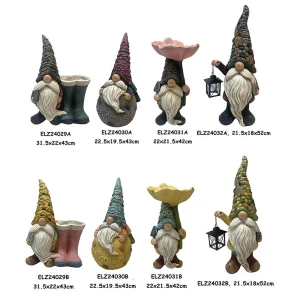 Handmade Fiber Clay Gnome Statues