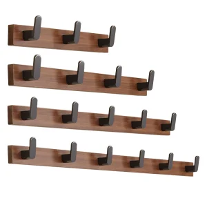 Solid Wood Modern Coat Hook Rack with 6 Hooks