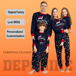 Nuevo vestido de hogar de poliéster para padres e hijos, pijama de dormir para niños, estampado de Santa en toda la prenda, conjunto navideño familiar para mascotas