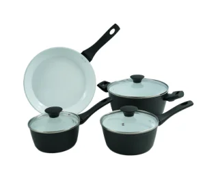 Commercial Kitchenware Cookware Set Forged Aluminum Nonstick Black PTFE Coating Bakelite Includes Milk Pan Frying Pan Sauce Pot