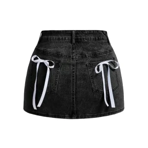 OEM Custom Denim Skirts Women's Casual Mini Black Jean Skirt
