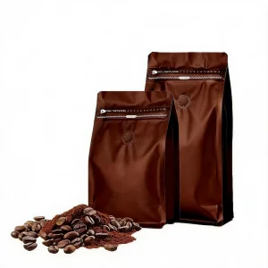 PE Flat Bottom Food Grade Compostable Biodegradable Coffee Pouches 250g 500g 1kg Eight Side Seal Zipper Top Bags