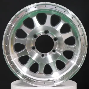 Polished Silver Beadlock Style Alloy Wheels, 17-20 Inch off-Road Rims, Heavy Duty Aftermarket Wheels