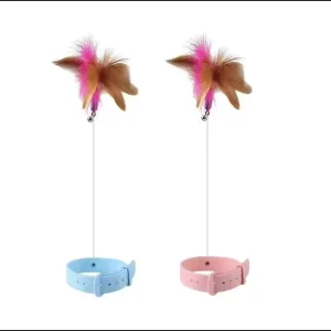 Interactive Kitten Training Feather Teaser Stick Funny Rubber Cat Toys With Bell For Pets Collar Toys Supplies Cats