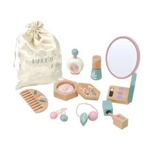 Pink Princess Wooden Makeup Set Realistic Cosmetic Kit for Girls Fun Pretend Play Toy