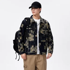 China ZD cotton checkered jacquard mens denim jacket Manufacturer, Manufacturers