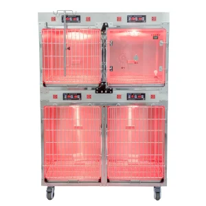 Pujia 304 Stainless Steel Therapy Cage for Dogs Canine ICU with Infrared Lamps for Pet Clinic Use Veterinary Instrument