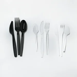 Disposable Clear Plastic Cutlery Sets Disposable PS Fork Spoon Knife Plastic Cutlery in Set PP Napkin Utensiles White Black Transparent Clear
