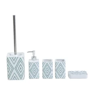 Cheap Blue & White Geometric - Patterned Dolomite Bathroom 5 - Piece Set Manufacturers, Exporter